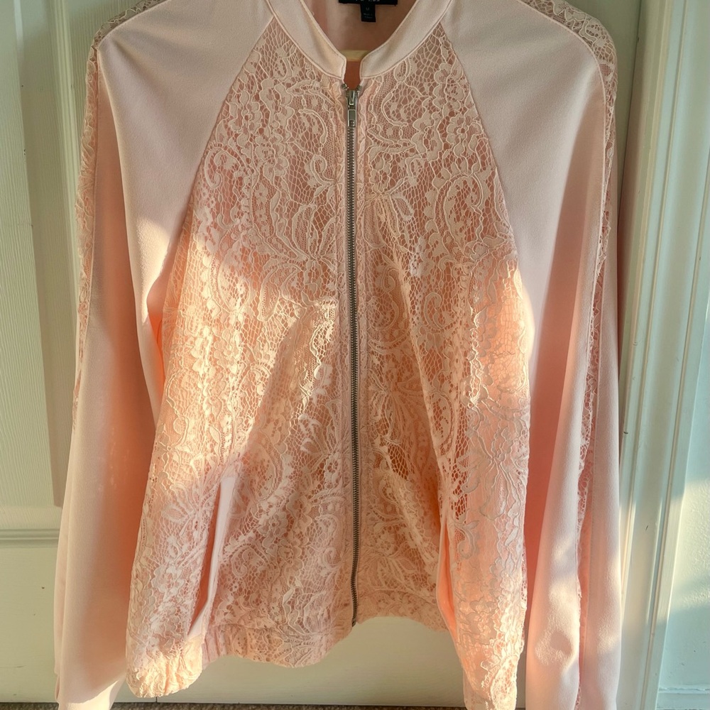 Apt. 9 Women's Pink Lace Bomber Jacket